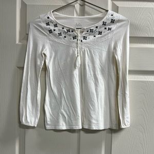 Justice Girls Ivory Long Sleeve Top - Size 7 - EUC